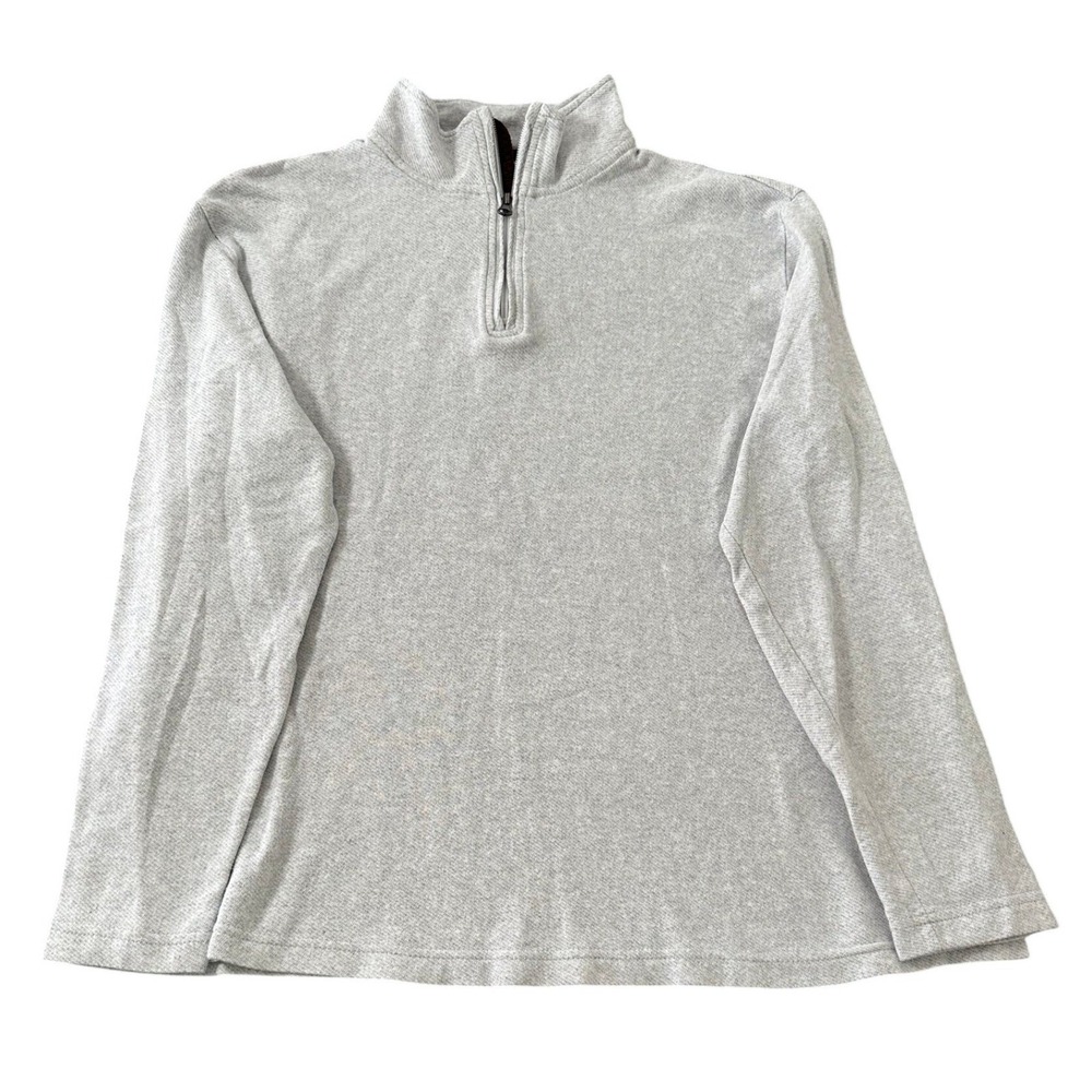 Chaps Mens Quarter Zip Pullover Sweater Light Gray Heather Mock Neck Large